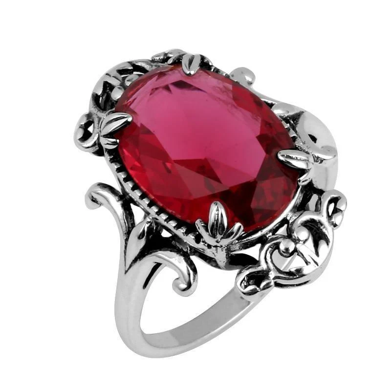 925-Schmucksache-Art- und Weiseweinlese Vitoria-Frauen-roter Rubin schellt echtes 925-Sterlingsilber Freies Verschiffen