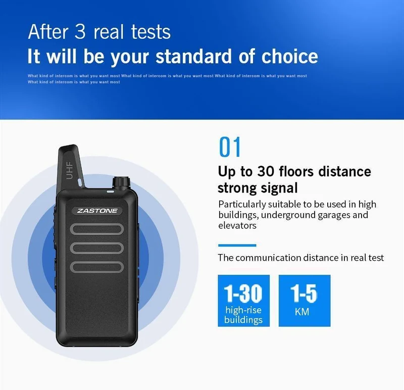 2pcs Zastone X6 Mini-Funksprechgerät UHF 400-470Mhz 16-Kanäle Funksprechgerät mit Kopfhörern Tragbares Kommunikationsgerät ZT-X6