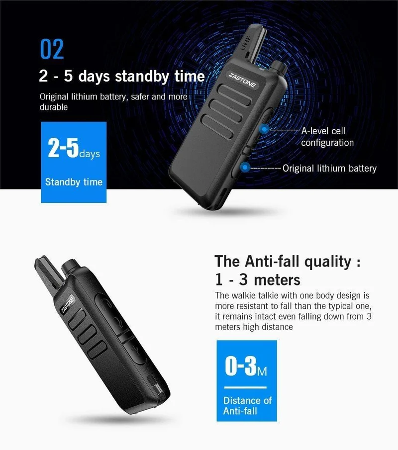 2pcs Zastone X6 Mini-Funksprechgerät UHF 400-470Mhz 16-Kanäle Funksprechgerät mit Kopfhörern Tragbares Kommunikationsgerät ZT-X6