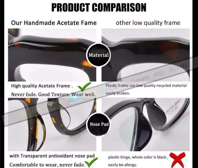 Handgefertigte Acetat-Brille für Herren, verschreibungspflichtige Brillen, optische Rahmen, Spektakel, Vintage, quadratisch