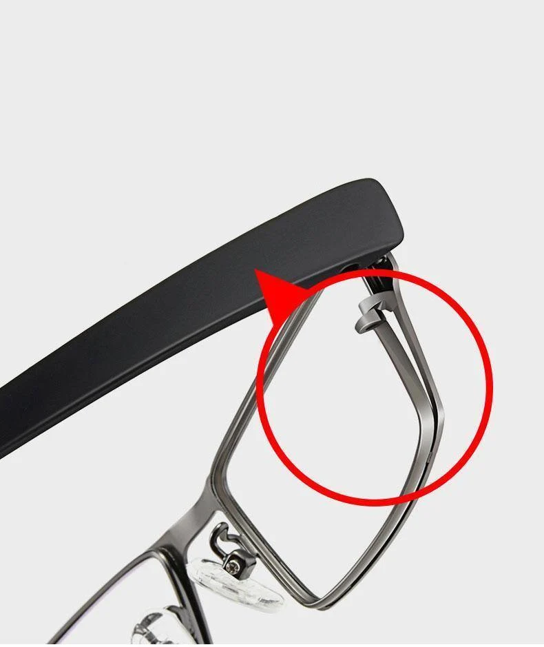 Herren-Brillengestell aus Titanlegierung für Herren, flexible Bügel, Beine, IP-Galvanik-Legierungsmaterial, 4 Stile, 4 Farben