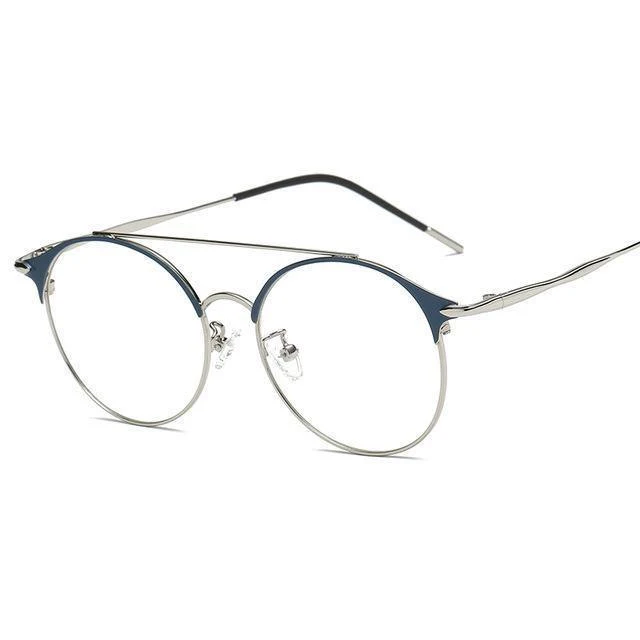 Mode Frauen Herren Computer Brille Retro Metall Blau Licht Blockieren Gläser Runde Gaming Gläser UV400