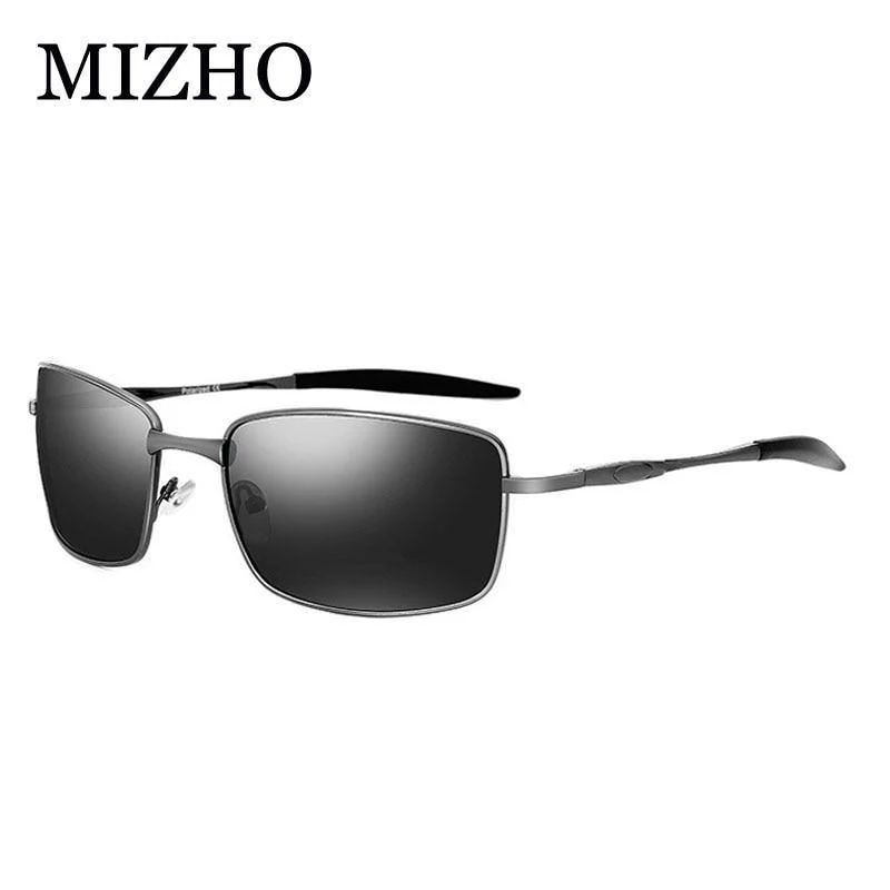 Markendesigner Fahren polarisierte Sonnenbrille Männer Rechteck Metall Sonnenbrille Brillenzubehör