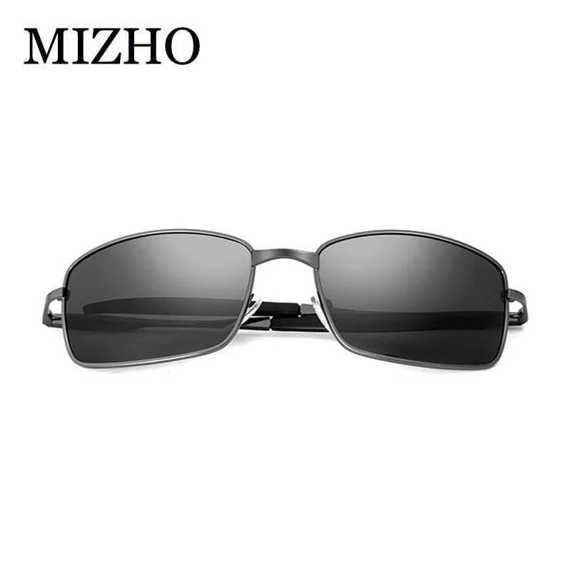 Markendesigner Fahren polarisierte Sonnenbrille Männer Rechteck Metall Sonnenbrille Brillenzubehör