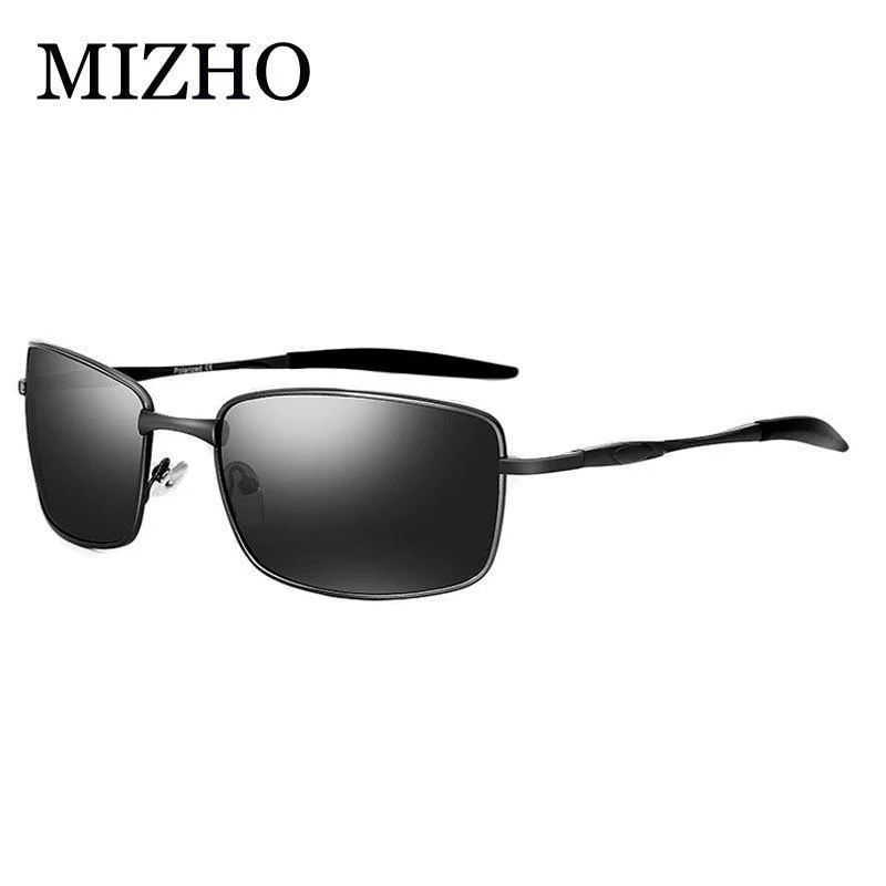 Markendesigner Fahren polarisierte Sonnenbrille Männer Rechteck Metall Sonnenbrille Brillenzubehör