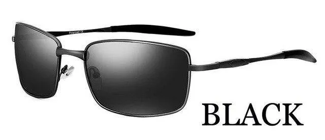 Markendesigner Fahren polarisierte Sonnenbrille Männer Rechteck Metall Sonnenbrille Brillenzubehör