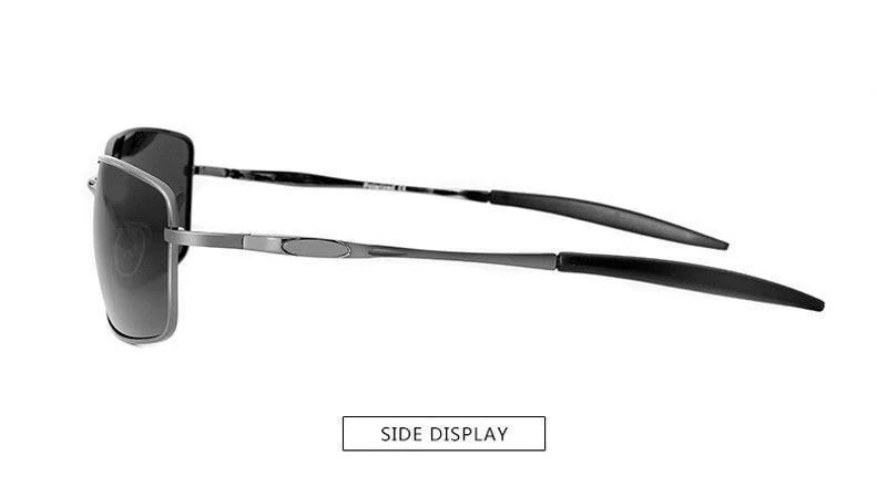 Markendesigner Fahren polarisierte Sonnenbrille Männer Rechteck Metall Sonnenbrille Brillenzubehör