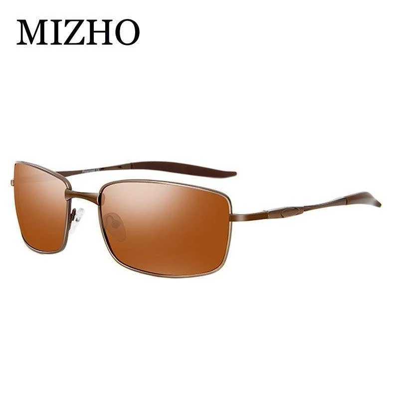 Markendesigner Fahren polarisierte Sonnenbrille Männer Rechteck Metall Sonnenbrille Brillenzubehör