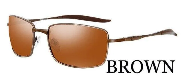 Markendesigner Fahren polarisierte Sonnenbrille Männer Rechteck Metall Sonnenbrille Brillenzubehör