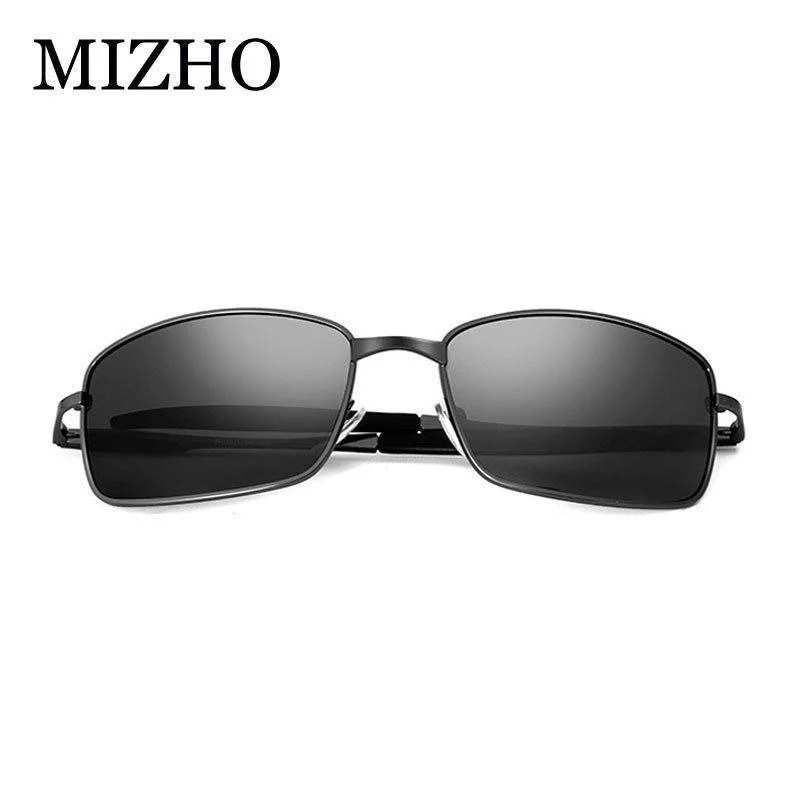Markendesigner Fahren polarisierte Sonnenbrille Männer Rechteck Metall Sonnenbrille Brillenzubehör