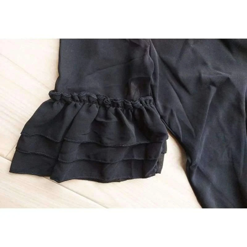 Girls Dress Age 10 12 years Summer Chiffon Dress Flare Sleeve Black Dress For Little Girl Size 6 7 8 9 Teenage Girls Clothes