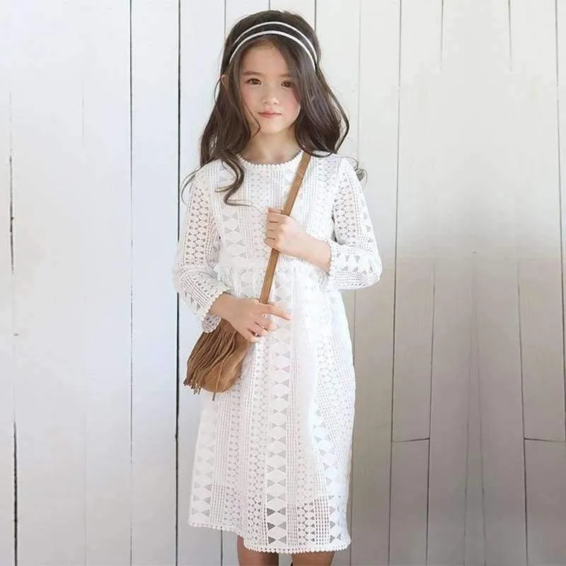 Girls Lace Dress Long Sleeve Fall Winter Little Girl Dress 4 5 6 7 8 9 10 11 12 years Kids Princess Dress Teenage Girls Clothing
