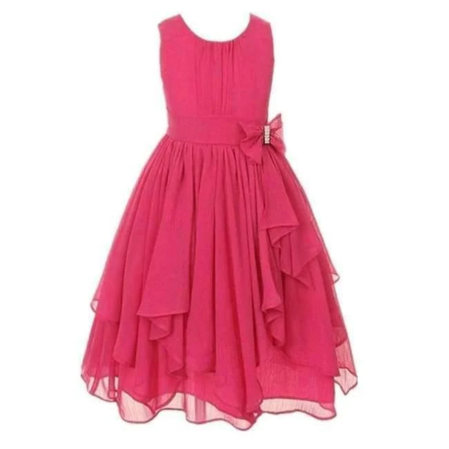 Summer Girls Princess Dress Sleeveless Bowknot Mesh Girls Party Dress 3-14 Years Kids Teenage Girls Clothing