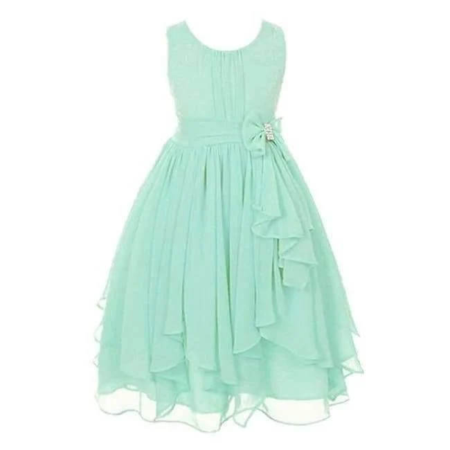 Summer Girls Princess Dress Sleeveless Bowknot Mesh Girls Party Dress 3-14 Years Kids Teenage Girls Clothing