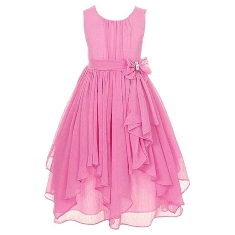 Summer Girls Princess Dress Sleeveless Bowknot Mesh Girls Party Dress 3-14 Years Kids Teenage Girls Clothing