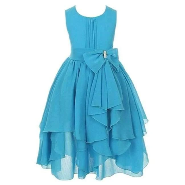 Summer Girls Princess Dress Sleeveless Bowknot Mesh Girls Party Dress 3-14 Years Kids Teenage Girls Clothing