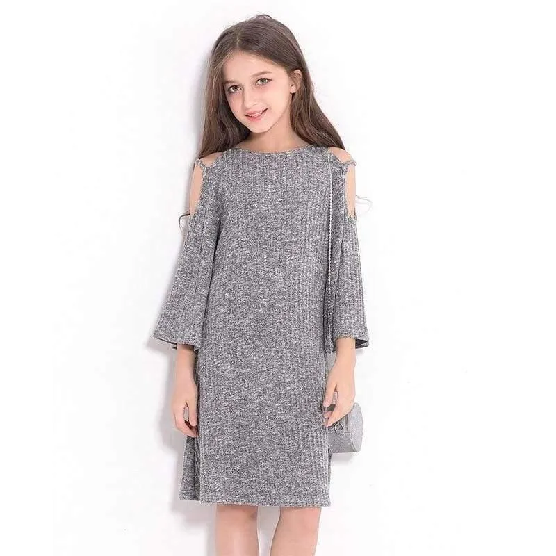 Teenage Girls Dress 6 8 10 12 14 Years European style Off-shoulder A-line Dress Big Girls Clothes Autumn Winter Kids Girls Dress