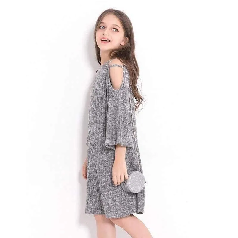 Teenage Girls Dress 6 8 10 12 14 Years European style Off-shoulder A-line Dress Big Girls Clothes Autumn Winter Kids Girls Dress