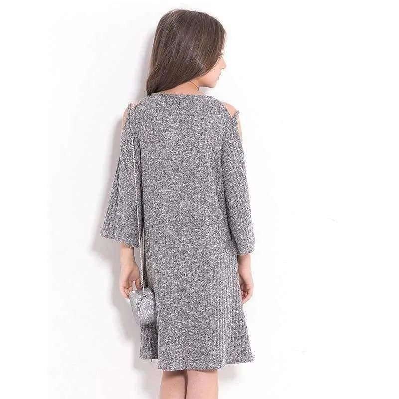 Teenage Girls Dress 6 8 10 12 14 Years European style Off-shoulder A-line Dress Big Girls Clothes Autumn Winter Kids Girls Dress