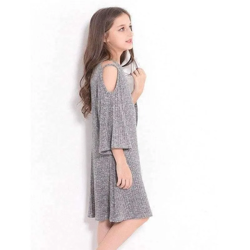 Teenage Girls Dress 6 8 10 12 14 Years European style Off-shoulder A-line Dress Big Girls Clothes Autumn Winter Kids Girls Dress