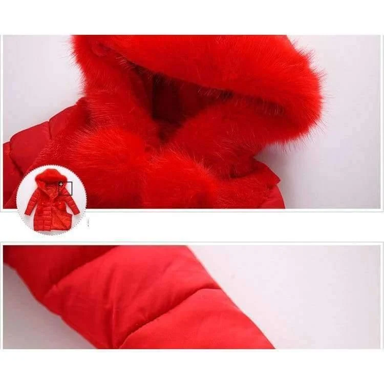 Winter Big Girls Warm Thick Jacket Outwear Clothes Cotton Padded Kids Teenage Coat Children Faux Fur Hooded Parkas P28