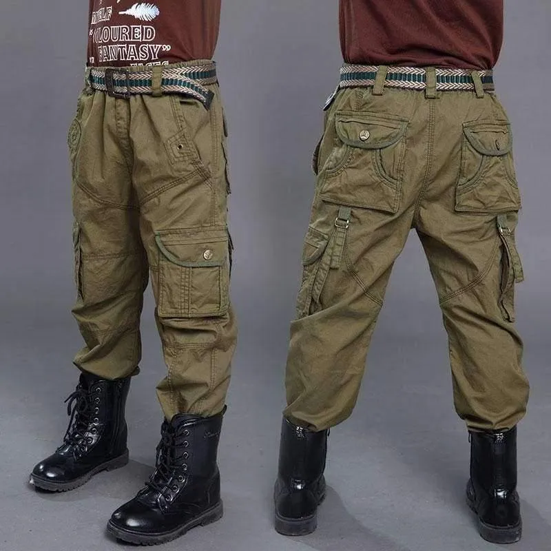 Boys Cargo Pants Spring High Quality Teenage Boy Clothing Kids Pants Boy Trousers Children Cotton Pants Size 5 7 9 13 Year