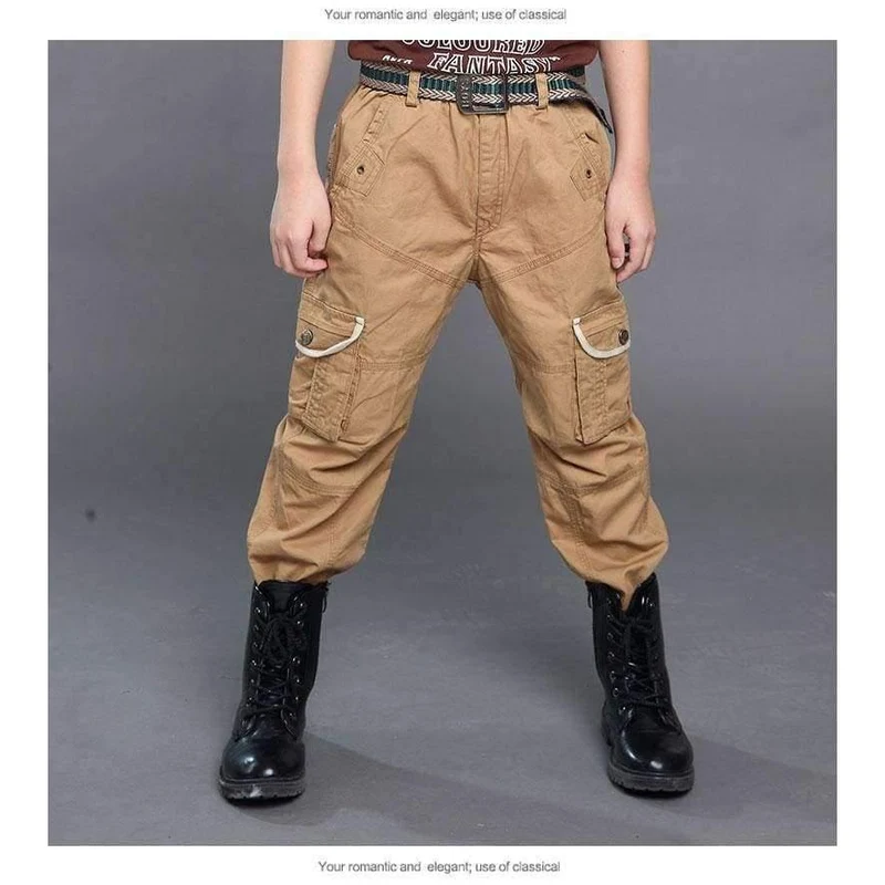 Boys Cargo Pants Spring High Quality Teenage Boy Clothing Kids Pants Boy Trousers Children Cotton Pants Size 5 7 9 13 Year