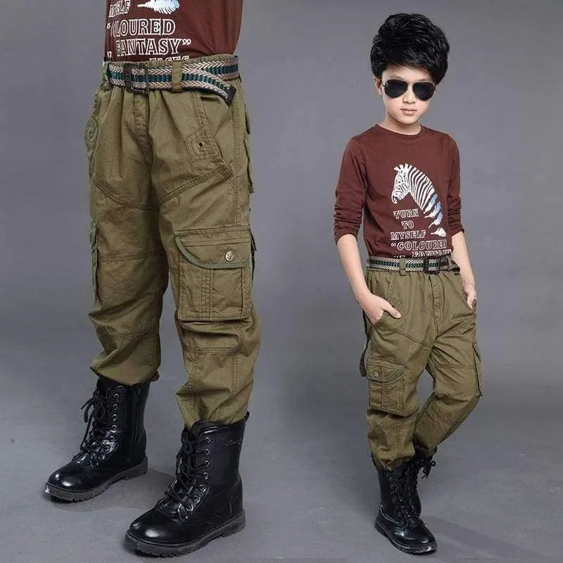 Boys Cargo Pants Spring High Quality Teenage Boy Clothing Kids Pants Boy Trousers Children Cotton Pants Size 5 7 9 13 Year