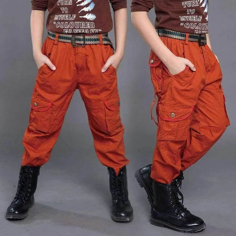 Boys Cargo Pants Spring High Quality Teenage Boy Clothing Kids Pants Boy Trousers Children Cotton Pants Size 5 7 9 13 Year