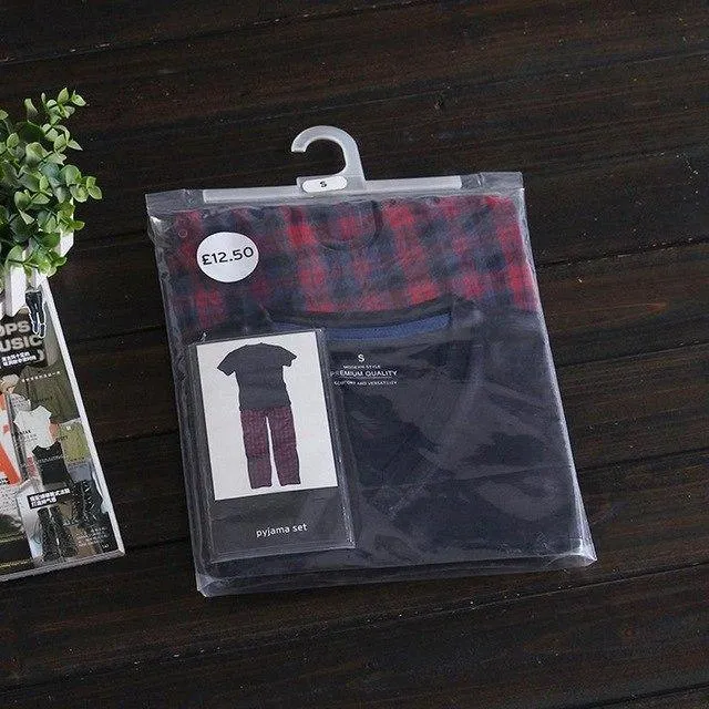 Langarm Home Wear Dünne Baumwolle Plaid Pyjamas Männer Lounge Pyjama Sets Plus Größe Schlaf Tragen