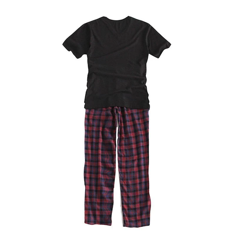 Langarm Home Wear Dünne Baumwolle Plaid Pyjamas Männer Lounge Pyjama Sets Plus Größe Schlaf Tragen