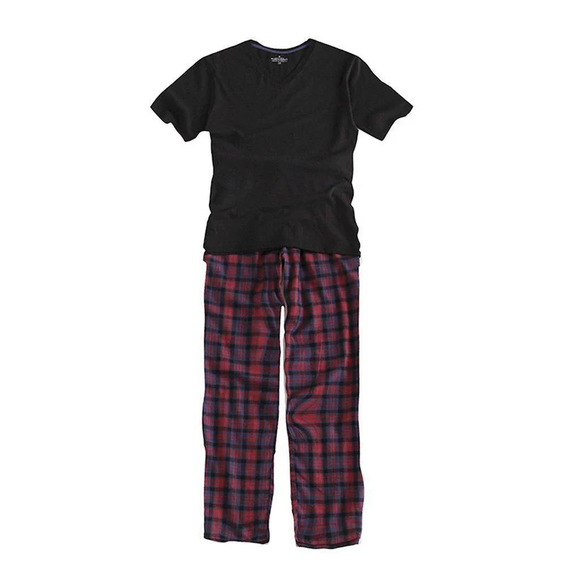 Langarm Home Wear Dünne Baumwolle Plaid Pyjamas Männer Lounge Pyjama Sets Plus Größe Schlaf Tragen