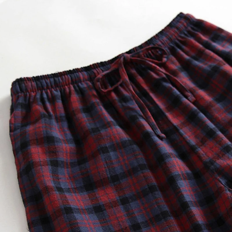Langarm Home Wear Dünne Baumwolle Plaid Pyjamas Männer Lounge Pyjama Sets Plus Größe Schlaf Tragen