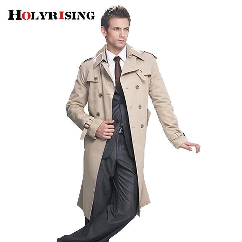 Klassischer zweireihiger Herren-Langmantel für Herren, Herrenbekleidung, lange Jacken und Mäntel, Mantel im britischen Stil, Größe S-6XL