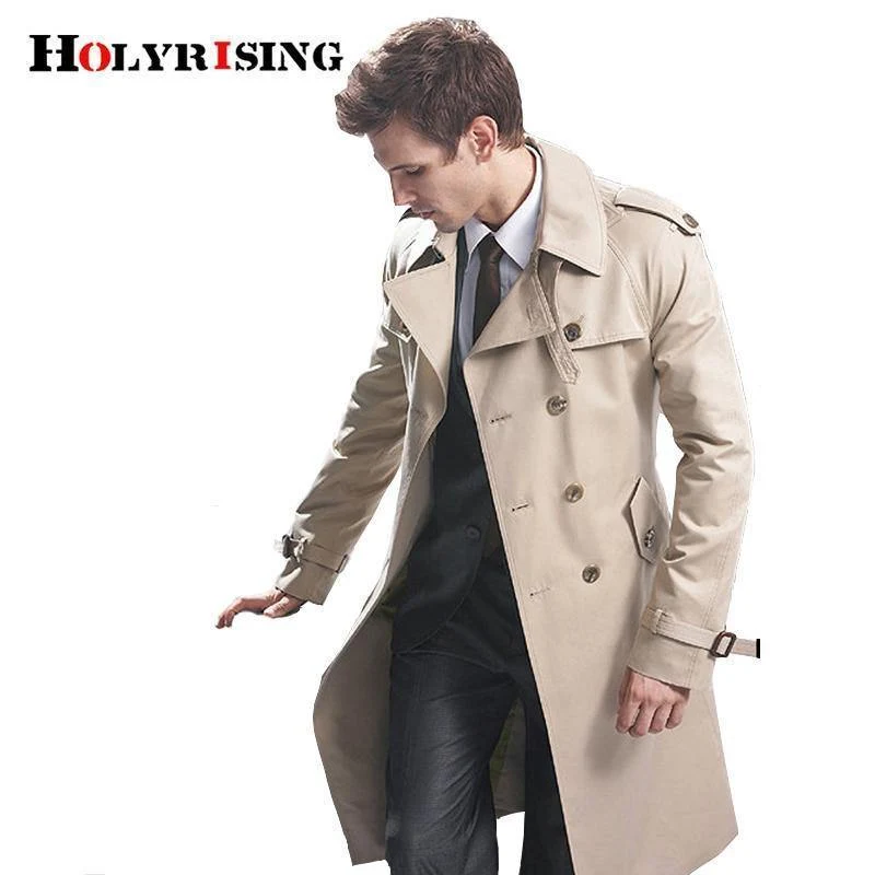 Klassischer zweireihiger Herren-Langmantel für Herren, Herrenbekleidung, lange Jacken und Mäntel, Mantel im britischen Stil, Größe S-6XL