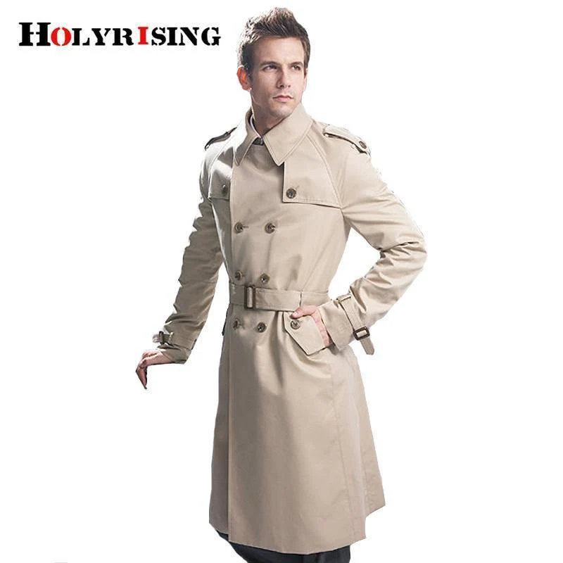Klassischer zweireihiger Herren-Langmantel für Herren, Herrenbekleidung, lange Jacken und Mäntel, Mantel im britischen Stil, Größe S-6XL