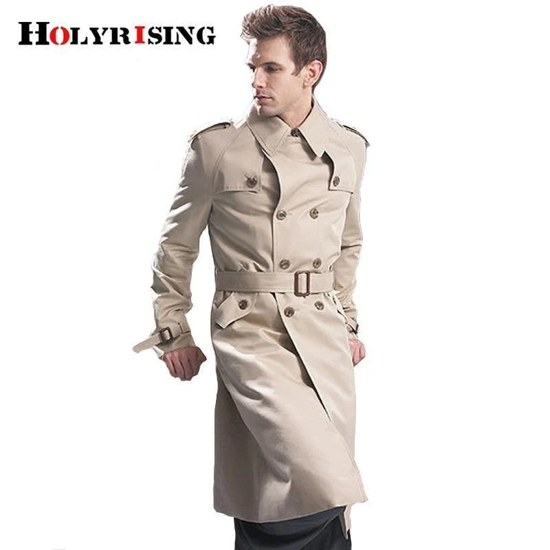 Klassischer zweireihiger Herren-Langmantel für Herren, Herrenbekleidung, lange Jacken und Mäntel, Mantel im britischen Stil, Größe S-6XL