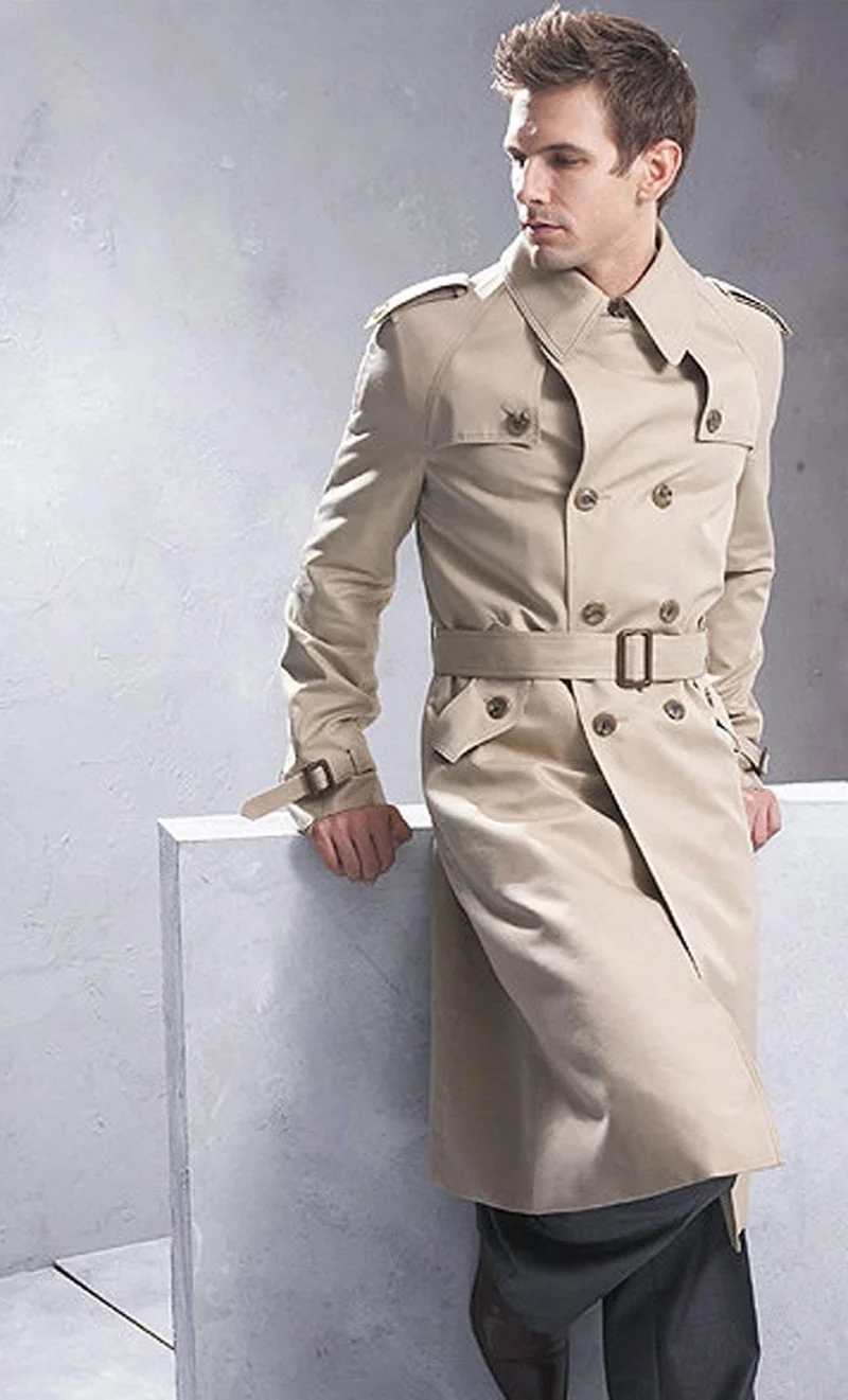 Klassischer zweireihiger Herren-Langmantel für Herren, Herrenbekleidung, lange Jacken und Mäntel, Mantel im britischen Stil, Größe S-6XL