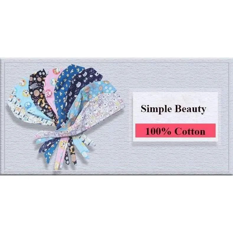100% Baumwolle Medical Scrubs Cap Eulendruck Nurse Doctor Caps Frauen Männer Arbeitshut Krankenhausbetrieb Beauty Spa Hut