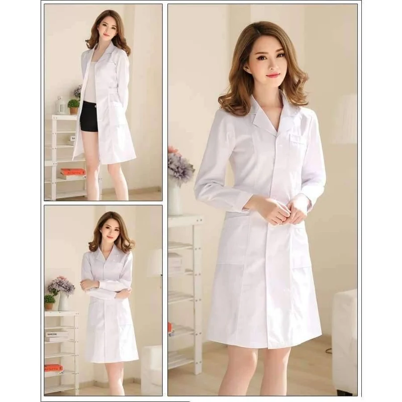 Stilvolle und elegante Krankenhaus-Krankenschwesteruniform, Sommer-Kurzarm-Medizinkleidung, Kosmetikerin, Apotheke, weißer Kittel