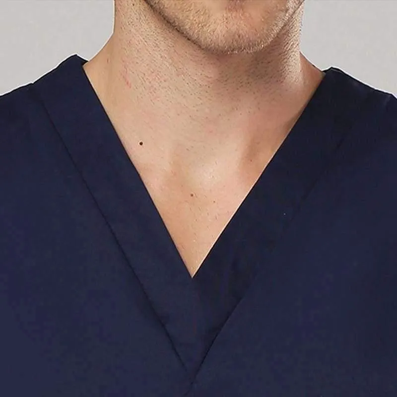 Sommer Medizinische Peelings Frauen Krankenschwester Uniform V-ausschnitt Kurzarm Schönheit Salon Kleidung Krankenhaus Männer OP-Kittel Mantel + Hosen S-2XL