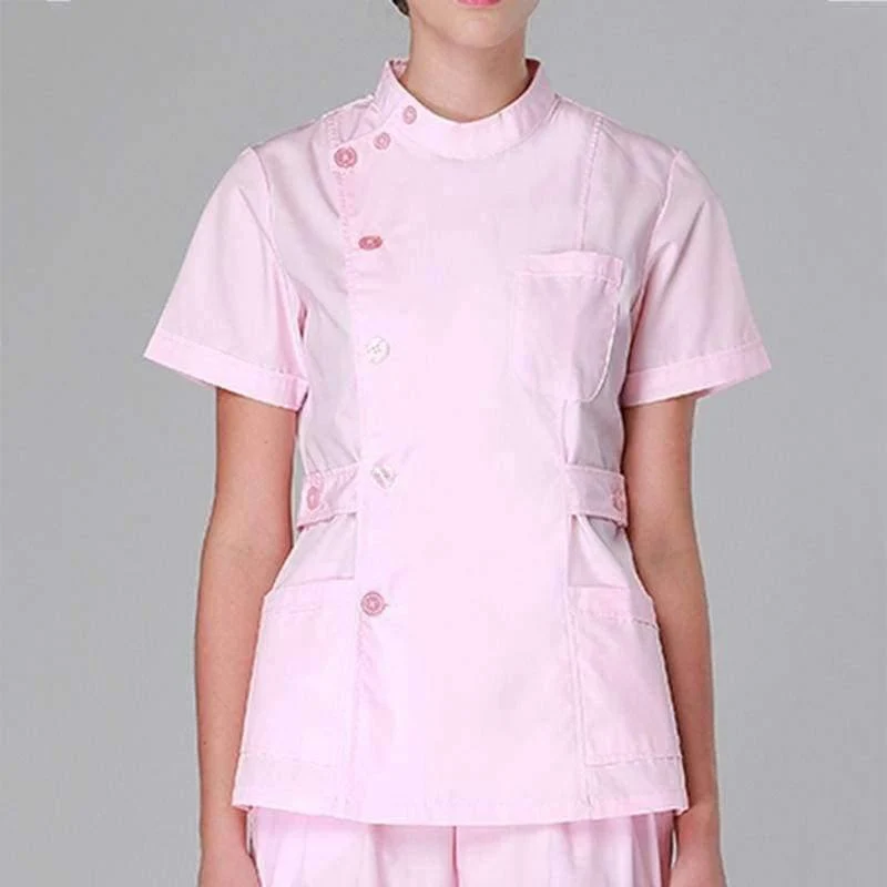 Krankenschwester der Frauen medizinische Kleidung Krankenhaus-chirurgische Klagen scheuert Krankenpflege-Uniformen-Schönheits-Salon-weiblichen kurzen Hülsen-Mantel + Pants