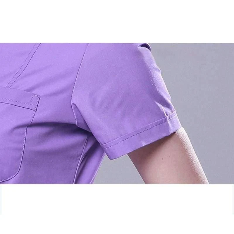 Krankenschwester der Frauen medizinische Kleidung Krankenhaus-chirurgische Klagen scheuert Krankenpflege-Uniformen-Schönheits-Salon-weiblichen kurzen Hülsen-Mantel + Pants