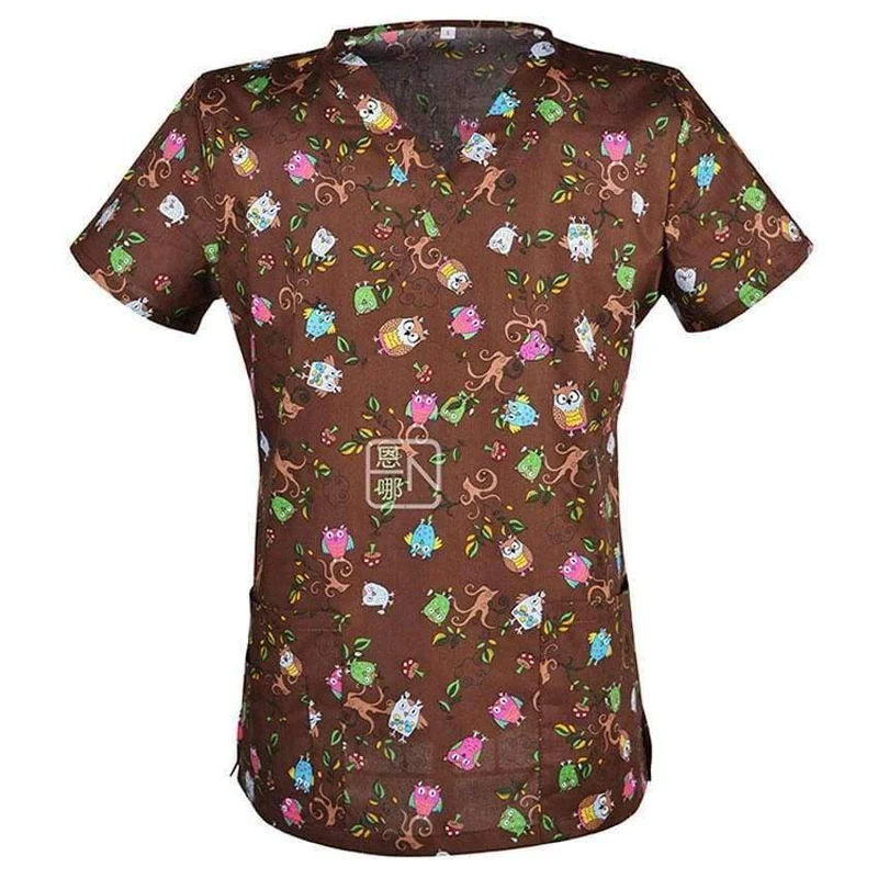 Frauen-Krankenschwester-Uniform-medizinische Kleidung übersteigt Karikatur-Doktor Veterinary Dentist Scrub Cotton-Krankenhaus-Laborklinik-Abnutzungs-Frauen-T-Shirt
