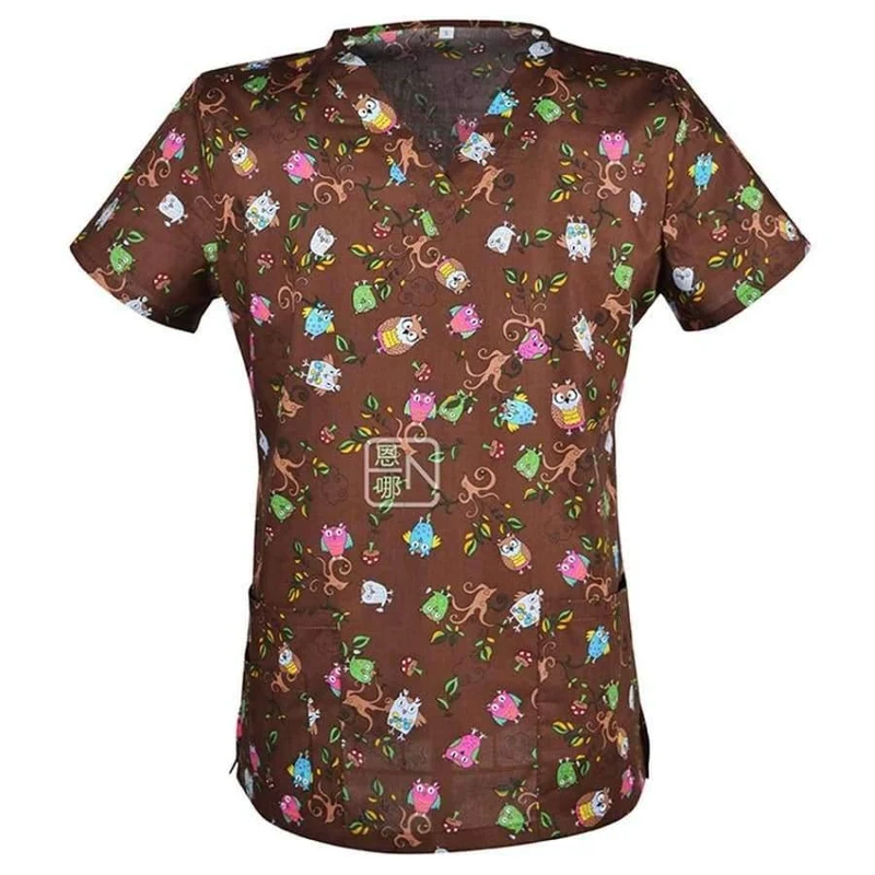 Frauen-Krankenschwester-Uniform-medizinische Kleidung übersteigt Karikatur-Doktor Veterinary Dentist Scrub Cotton-Krankenhaus-Laborklinik-Abnutzungs-Frauen-T-Shirt