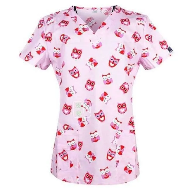 Frauen-Krankenschwester-Uniform-medizinische Kleidung übersteigt Karikatur-Doktor Veterinary Dentist Scrub Cotton-Krankenhaus-Laborklinik-Abnutzungs-Frauen-T-Shirt