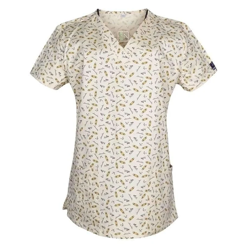 Frauen-Krankenschwester-Uniform-medizinische Kleidung übersteigt Karikatur-Doktor Veterinary Dentist Scrub Cotton-Krankenhaus-Laborklinik-Abnutzungs-Frauen-T-Shirt