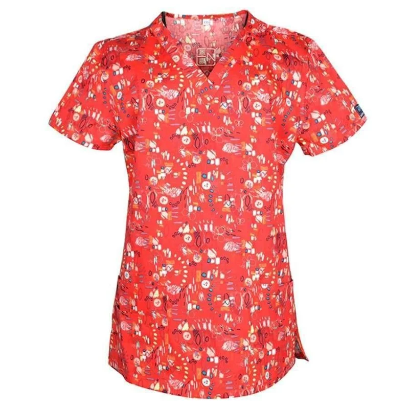 Frauen-Krankenschwester-Uniform-medizinische Kleidung übersteigt Karikatur-Doktor Veterinary Dentist Scrub Cotton-Krankenhaus-Laborklinik-Abnutzungs-Frauen-T-Shirt