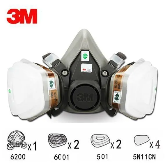 9 in 1 Anzug 3M Halbgesichts-Gasmaske Atemschutzmaske Malen Sprühen Staubmaske 6200 N95 PM2.5 Gasmaske