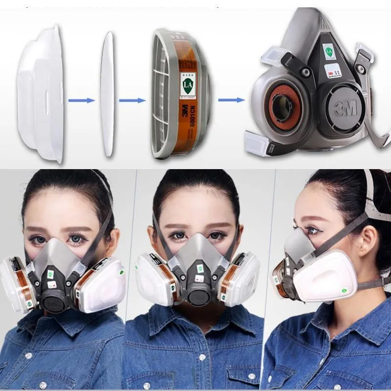 9 in 1 Anzug 3M Halbgesichts-Gasmaske Atemschutzmaske Malen Sprühen Staubmaske 6200 N95 PM2.5 Gasmaske